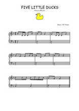 Téléchargez l'arrangement pour piano de la partition de Five little ducks en PDF